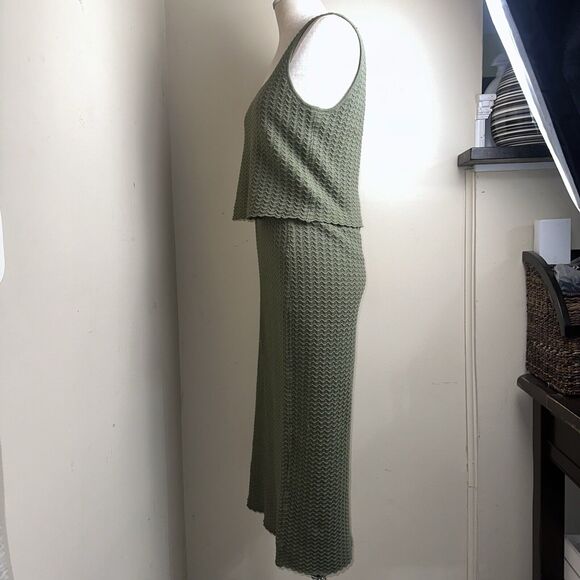 NWT Marled Reunited Olive Green Crochet Halter Top Skirt Set Size Medium NEW - Picture 6 of 11
